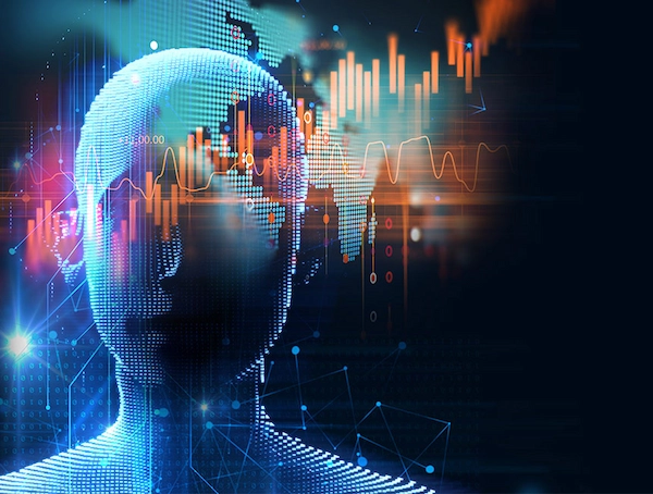 Conceptual visual metaphor for an analytics and intelligence platform. Abstract data streams, interconnected nodes, and glowing insights overlaid on an operational business backdrop.
